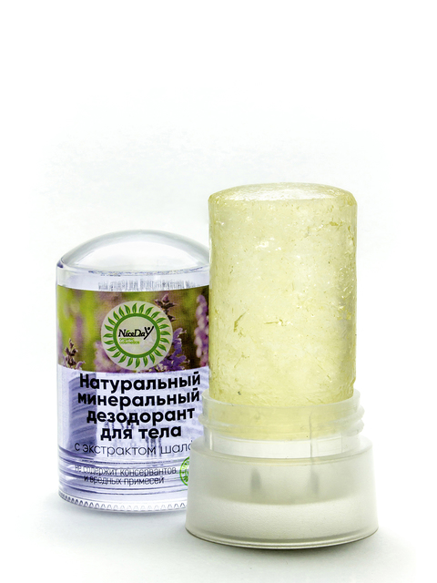 Натуральный кристаллический дезодорант для тела с экстрактом шалфея, 60 г