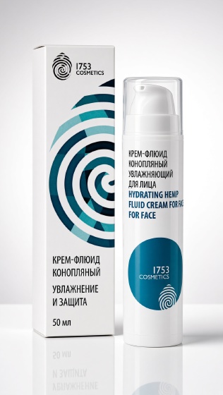 Крем-флюид конопляный для лица 1753 cosmetics, 50 мл